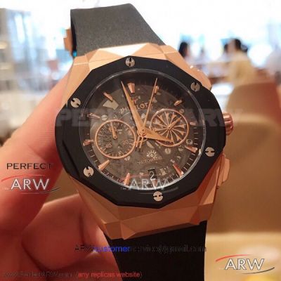 Perfect Replica XL Factory Hublot Classic Fusion Skeleton Tourbillon Face Rose Gold Case 42mm Men's Watch 